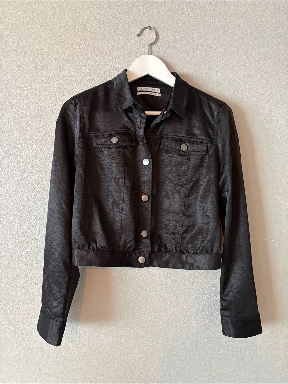Urban Outfitters Black Cropped Button-Front Jacket M